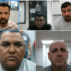 Five men in separate mugshot-style photos arranged in a grid, all looking at the camera with neutral expressions, indoor backgrounds visible behind them.